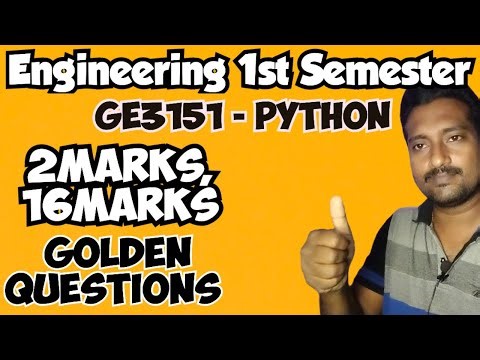 GE3151|Problem Solving and Python Programming|Important questions|2025|Engineering king|