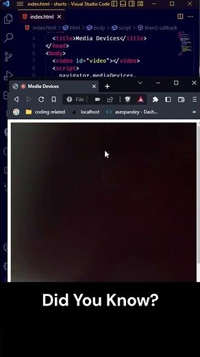 Get access to user's devices camera using javascript | Navigator method | Javascript tricks | shorts