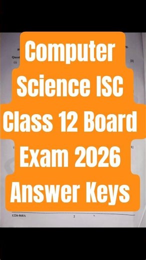 Computer Science ISC Class 12 Board Exam 2026 Answer Keys #computer #isc #boardexam