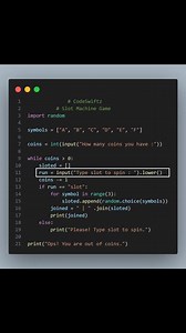 Slot machine program in python. #coding #codeswiftz #python #tutorial #viral | Laskenta Technologies Limited
