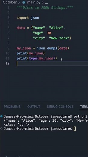 Python 3 | Dictionaries to JSON Strings, the easy way! #python3 #coding #programming