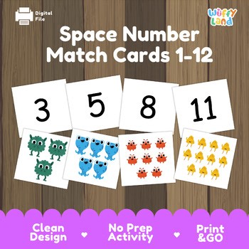 Space Number Match Cards 1-12 | Alien Counting Game & Math Center