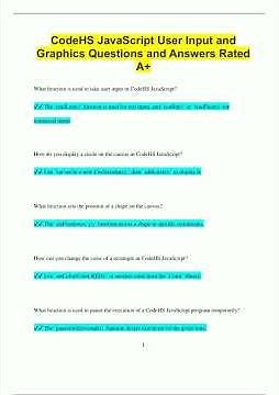 CodeHS JavaScript User Input and Graphics Questions and Answers Rated A1017