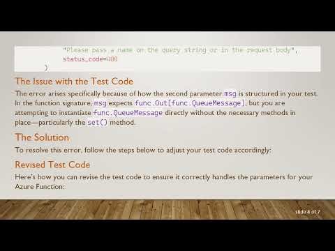 How To Fix Error For Test of Azure Function (Python) With Http Trigger and Queue Message Output
