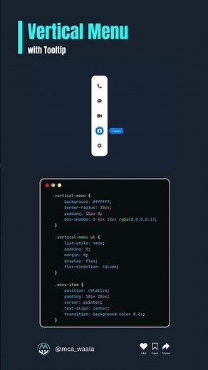 Vertical Menu with Tooltip Using HTML, CSS & JavaScript #menubar