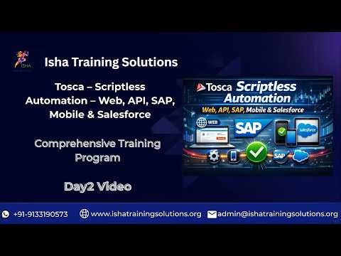 Tosca – Scriptless Automation Day2 video on 26th Feb 2026. +91- 9133190573 to enroll.