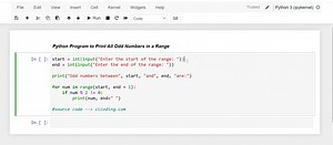 Day 23 : Python Program to Print All Odd Numbers in a given Range | Python Coding