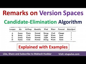 Remarks On Version Spaces And Candidate Elimination Algorithm Machine Learning Mahesh Huddar