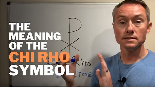 What Does the Chi Rho Symbol Mean? One of the most common Christian symbols in Catholic churches and artwork is the monogram Chi Rho (XP). Chi (χ)and Rho (ρ) are the first two letters of Christ in Greek (ΧΡΙΣΤΟΣ). Therefore, the Chi Rho symbol means Christ. Also, combining the two letters into one gives the symbol a shape similar to the cross. The popularity of Chi Rho Christogram symbol can be traced back to the conversion of the Emperor Constantine. In AD 312 Constantine witnessed a vision of 