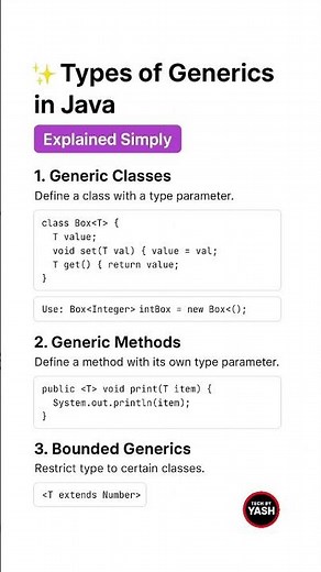Java Generics Explained Simply 🔥 | Type Safety, Reusability & Clean Code in 20 seconds! 🚀 #java