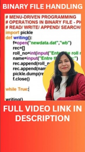 How to Handle Binary Files in Python | Menu-Driven Program Tutorial (60 Seconds) #trending #shorts