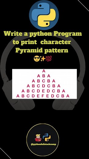pythonfullstackcamp on Instagram: "Build a beautiful alphabet pyramid in Python using nested loops! Perfect pattern printing practice for beginners! 🐍✨ python alphabet pyramid alphabet pyramid pattern python python pattern printing print alphabet triangle python python character pattern program abc pyramid pattern in python python nested loop patterns alphabet pyramid program python python star and alphabet patterns python programming patterns tutorial #Python (M) #PythonProgramming (M) #Coding
