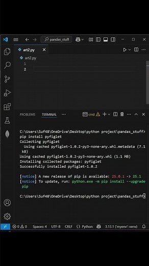 Turn Text into Art with Python! (Using pyfiglet) | SufLearning