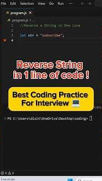 🧠 REVERSE STRING in 1 LINE | Javascript Interview Quesstion #ytshorts #coding