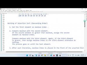 Selection Sort - Descending Order | Selection Sort Program | Data Structures