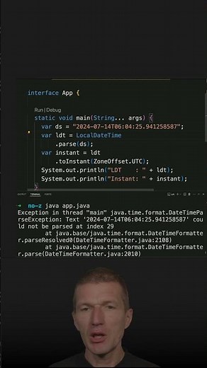 Parsing an Instant with LocalDateTime #java #shorts #coding #airhacks