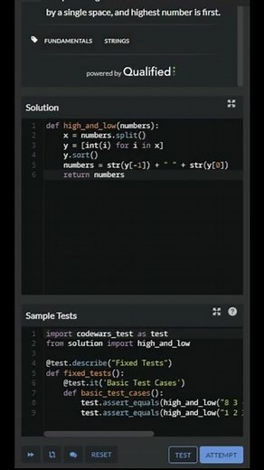 Solving Highest and Lowest codewars using Python. Easy and a simple solution. #python #codewars