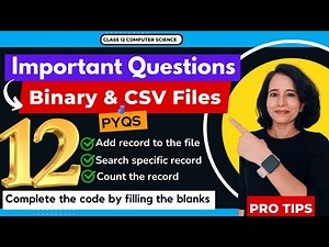 PROGRAMS | QUESTIONS on CSV File & BINARY File | CBSE Class 12 Computer Science | HINDI