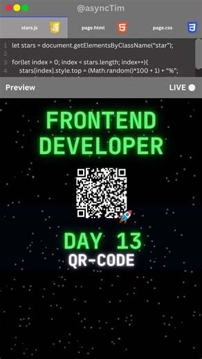 Tim | Computer Science & Engineering | QR-Code in HTML and JavaScript | Day 13 of Frontend Development In this video we used the qrcodejs library to create a custom QR-Code! :)... | Instagram