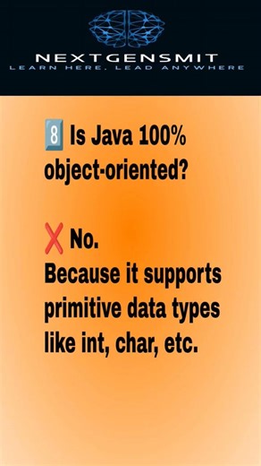 Java is 100% Object oriented?? #Java #JavaDeveloper #Programming #LearnJava #CodingShorts #code.