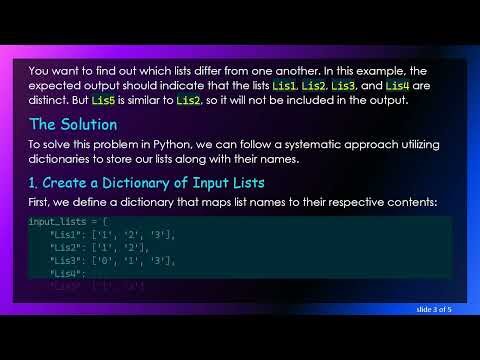 How to Compare Multiple Lists in Python and Identify Differences