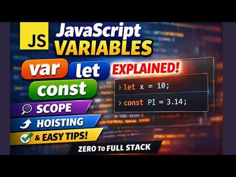 JavaScript Variables Explained (var, let, const) with Complete Code | Scope, Hoisting & Best Exp.#js