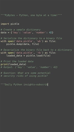 data serialization pickle #python #showcase