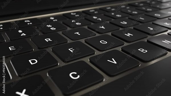 Seamless keyboard animation. Work IT technology AI generating Computer keyboard keys pressing itself looping. 3D animation