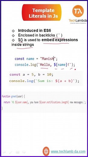 JavaScript Template Literals Explained in 1 Minutes | Beginner to Advanced