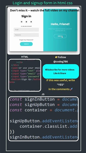 Animated Login Signup Form | HTML CSS JS 🔥
