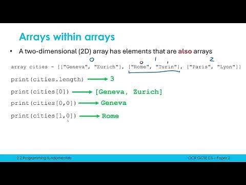 Declaring and Indexing 2D Arrays