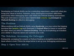 How to Enable Console.log in Outlook Desktop for Your AddIn