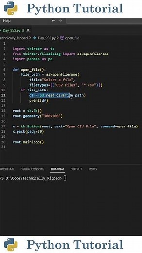 Reading CSV Files Inside a Tkinter App | Python Tutorial