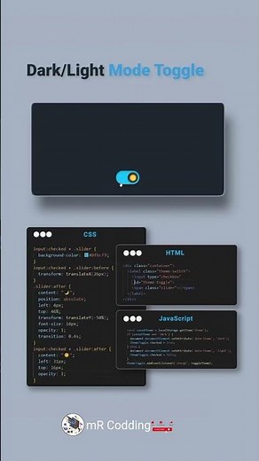 DARK /LIGHT MODE TOGGLE Using HTML CSS and JavaScript #darkmode #togglebuttons #dotween #shorts