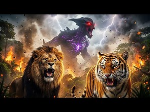 Lion & Tiger vs Alien Behemoth Earth’s Kings Face the Ultimate Invader AI Cinematic