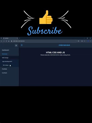 🧲 HTML CSS & JS RESPONSIVE SLIDE BAR WITH DROP DOWN MENU #coding #htmlcssjs #webdesign #shorts