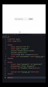 Show / Hide Password Trick in HTML CSS JavaScript. 🚀 In this short reel, I’ll show you how to create a simple Show / Hide Password feature using HTML, CSS, and JavaScript. Perfect for beginners who want to learn practical web development tricks in just a few seconds. Stay tuned for more awesome web dev tips! 💻✨ #html #css #javascript #webdevelopment #frontend #webdev #programming #codewithtoushif #learncoding #developer #reels #shorts #codingtips #uiux #showhidepassword #codereels #webdesign ক
