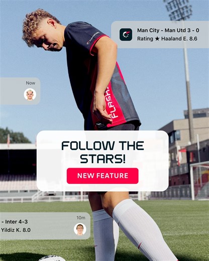 🚨 𝐍𝐄𝐖 𝐅𝐄𝐀𝐓𝐔𝐑𝐄 🚨 Follow your favourite players for notifications with every goal, red card, substitution and more! Get the app and assemble your dream team. 📲 flashsco.re/App-FBook | Flashscore