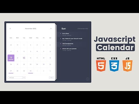 Modern Calendar with Todo in HTML, CSS and JS Part 1 | JavaScript Events Calendar