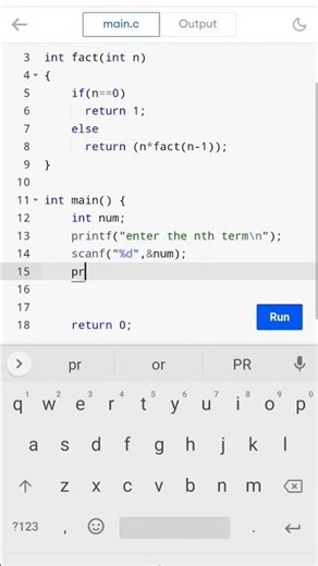 C Program To Find Factorial of a Number using Recursion program Java#coding #factorial #yt #ytshorts