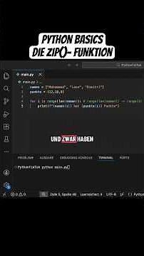 Python Basics: die zip()-Funktion 👍🏻 Für anfänger kurz & knapp erklärt👌 #python #tutorial #coding