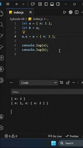 JavaScript Interview Trap 😳 Assignment Runs Right-To-Left | Object Reference Output