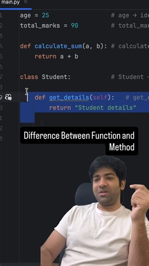 Shubham Tomar | Difference Between Function and Method #python #coding | Instagram