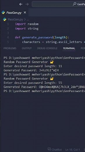 Python Random Password Generator 🔑 | Easy Python Project for Beginners #shorts