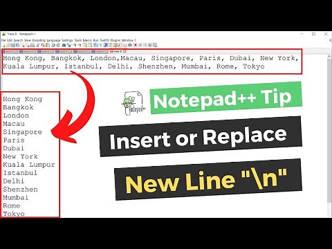 How to add new line "\\n" in notepad++ | Replace character with New Line
