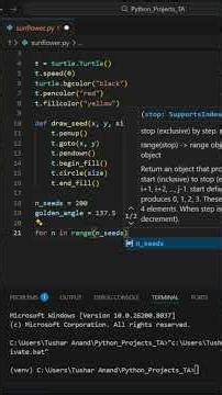 🌻 Fibonacci Spiral Sunflower in Python Turtle! #python #coding #programming #turtlegraphics #shorts
