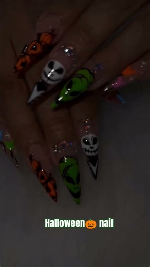 Spooky Halloween 🎃 Nail Art 👻💅 | Scary Glam Vibes #halloween #nails #halloweennails #virlshort