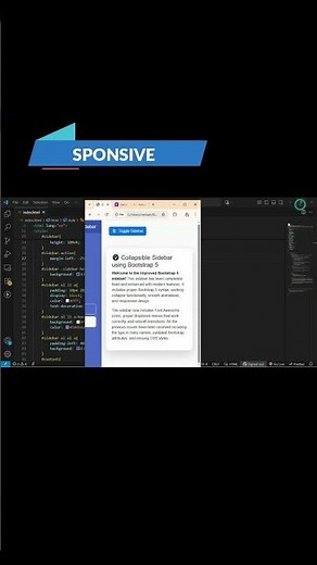 Responsive Sidebar using Bootstrap 5 🔥 | Bootstrap Sidebar Design Tutorial #Shorts