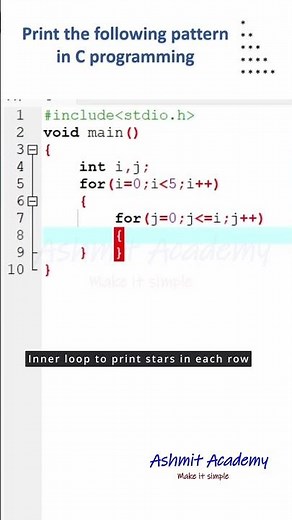 Print a Right-Angled Triangle Pattern in C | C Programming Tutorial #cprogramming #coding