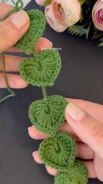 Crochet tutorial💚String of Hearts Leaves & Vines #crochet #shorts